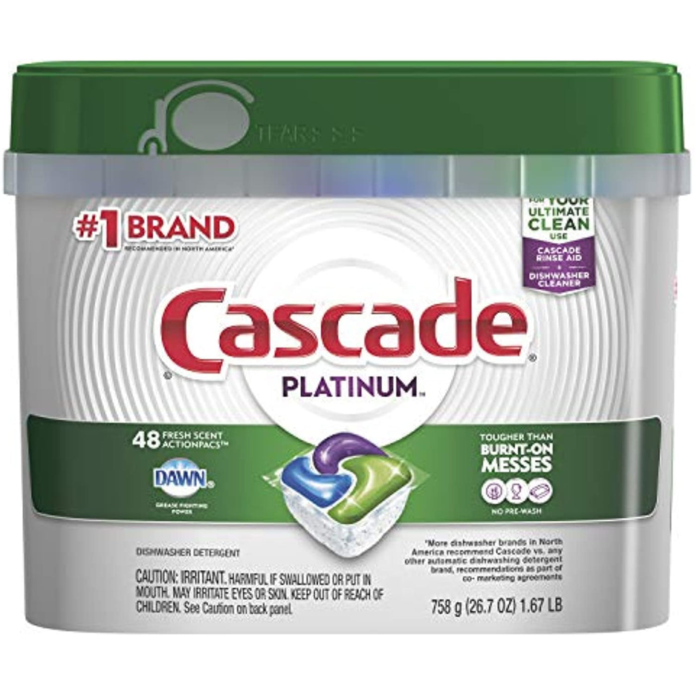 Cascade Platinum Actionpacs, Dishwasher Detergent, Fresh Scent, 48 Count