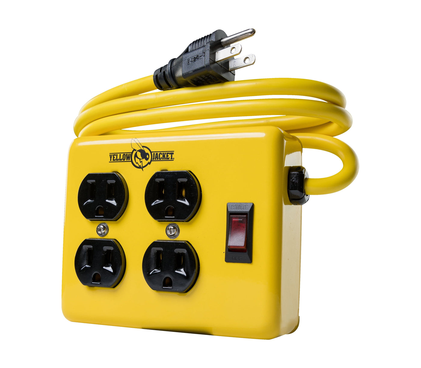 Yellow Jacket 2177N Metal Power Supply Adapter Block with 4 Outlets And Lighted Switch, 4-foot Cord