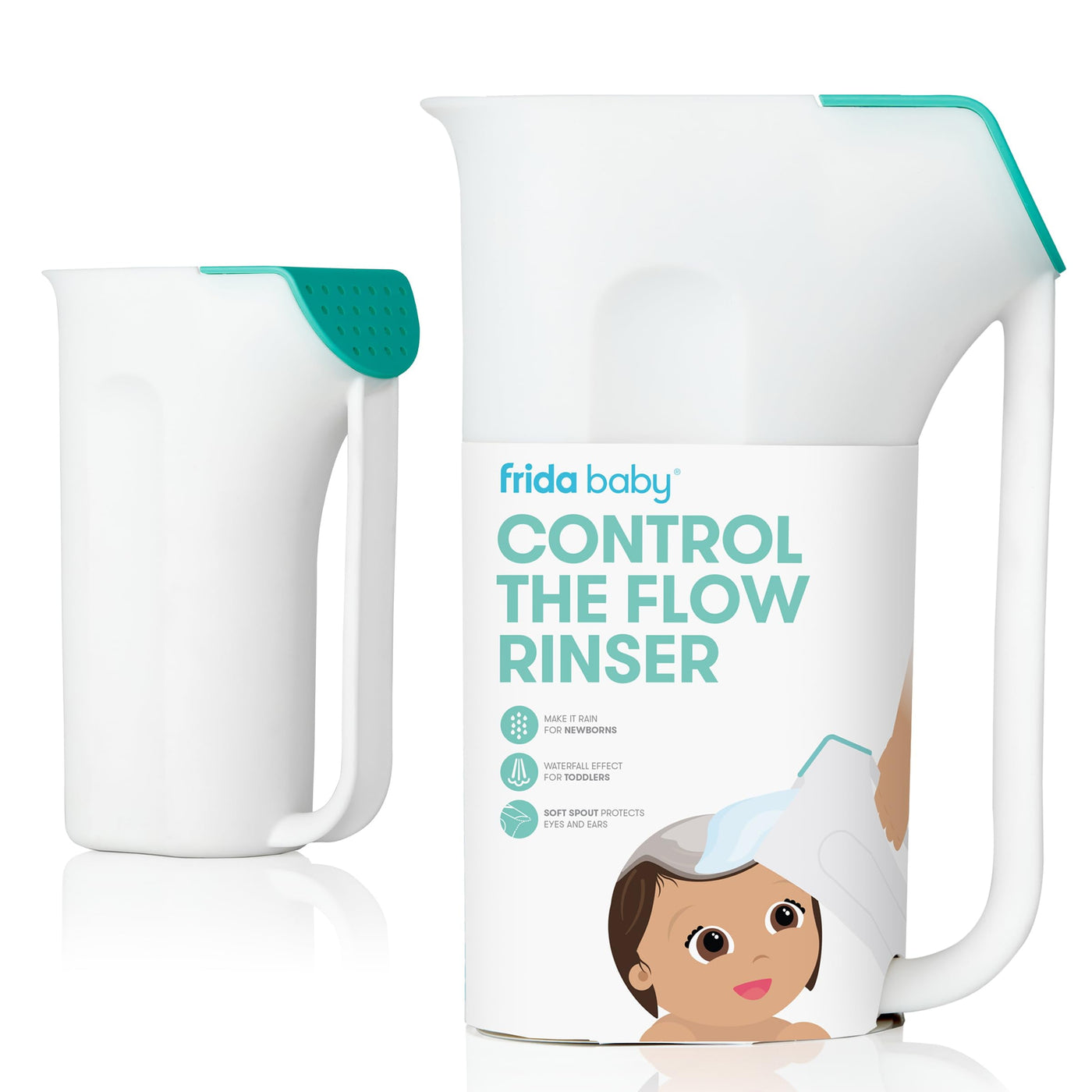 Baby Control The Flow Polypropylene ABS Rinser. Bath Time Rinse Cup with Easy Grip Handle and Removable Rain Shower