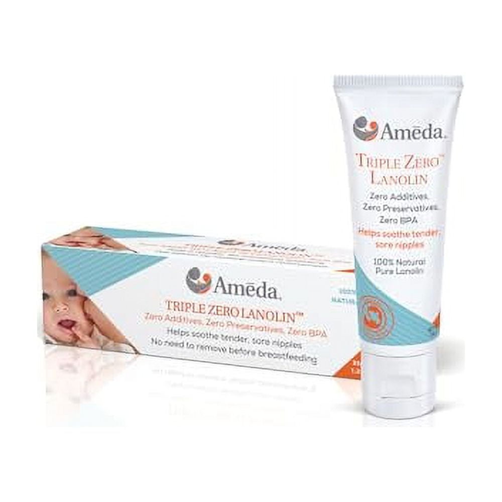 Ameda Triple Zero Lanolin Nipple Cream for Breastfeeding Pain | All Natural Lanolin Nipple Balm | Single Ingredient Pure Lanolin Cream | Breast Feeding Must Haves | ONLY Triple Zero Lanolin 35g/1.2oz