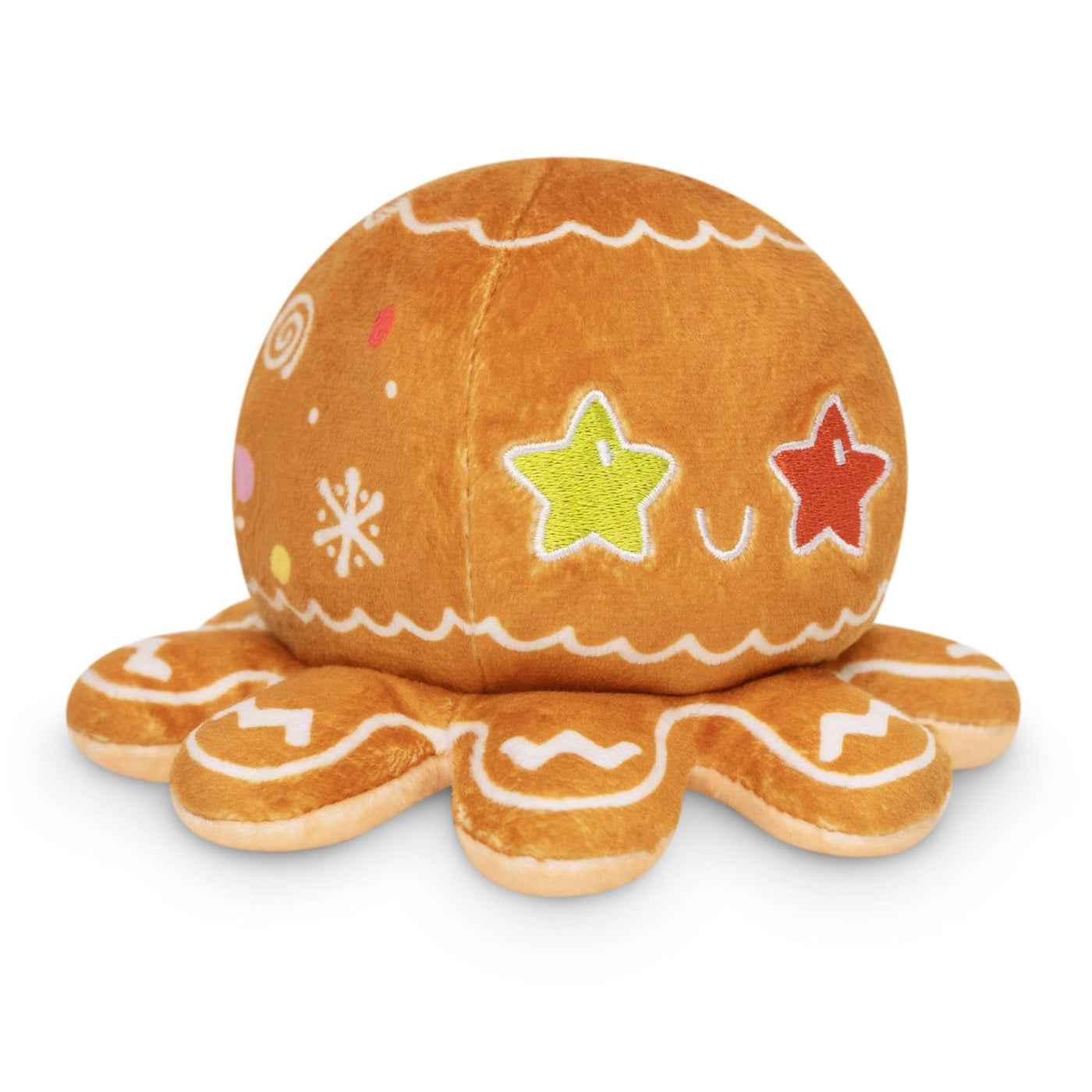 TeeTurtle - The Original Reversible Octopus Plushie - Gingerbread - Cute Sensory Fidget Stuffed Animals That Show Your Mood