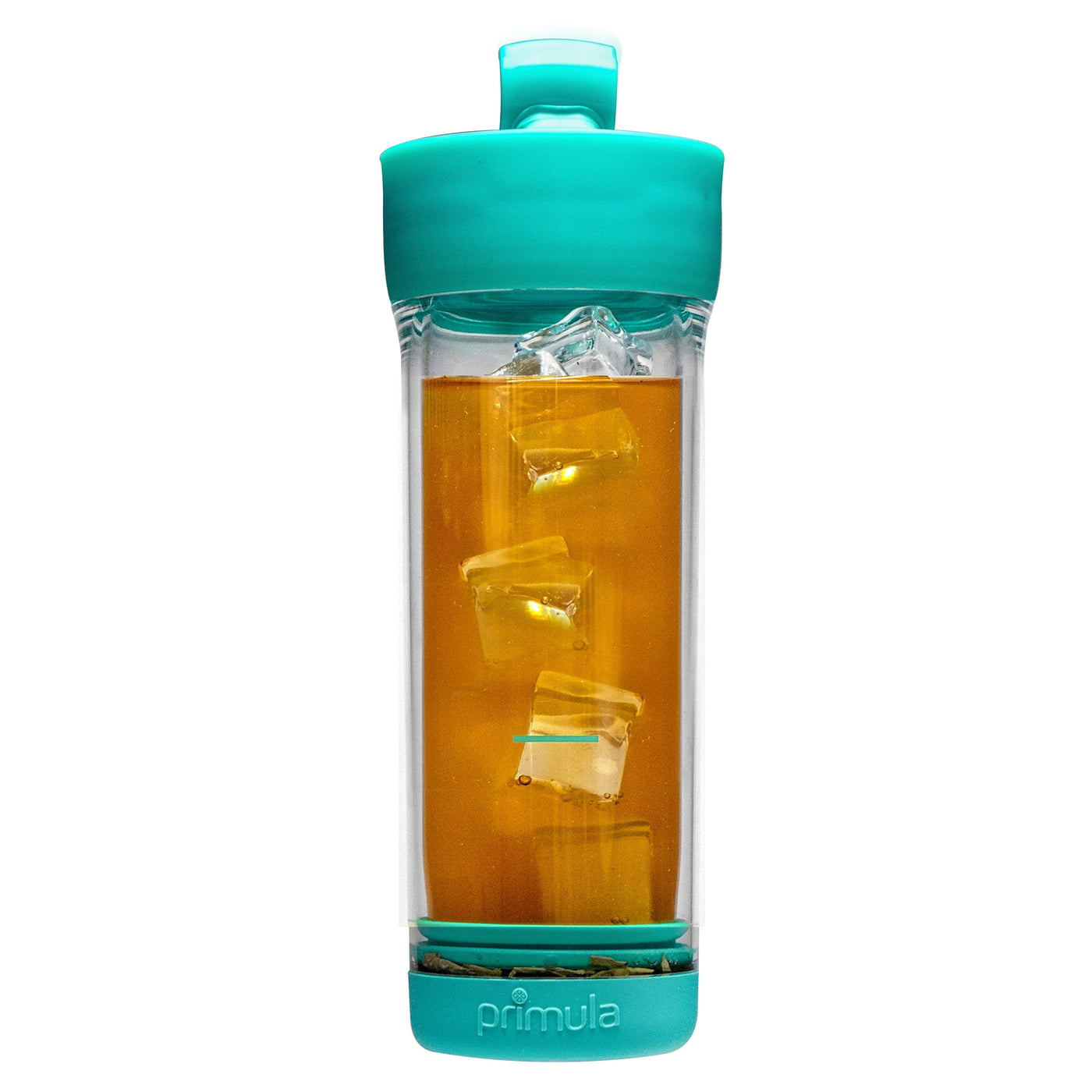 Primula Press & Go Double Wall Plastic Iced Tea Tumbler with Strainer, 16 Ounce, Teal