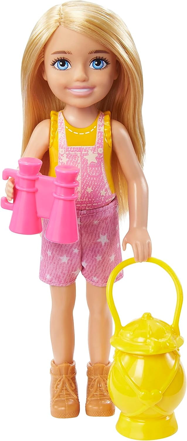 Barbie It Takes Two Doll & Accessories, Camping Playset with Owl, Sleeping Bag & Accessories, Blonde Chelsea Small Doll