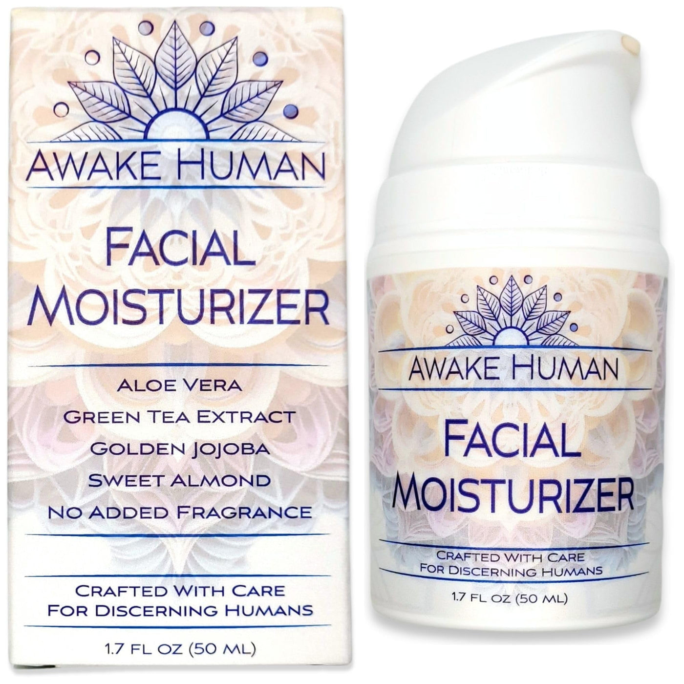 Awake Human Natural Face Moisturizer with Aloe and Green Tea, Facial Moisturizer for Dry Skin, Face Cream for Sensitive Skin, No Added Fragrance C3