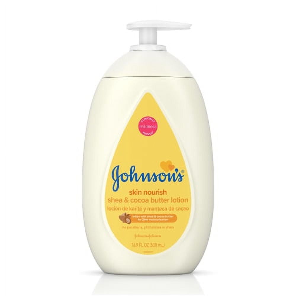 Johnsons Baby Skin Nourish Shea and Cocoa Butter Body Lotion Pump, 16.9 Oz, 2 Pack