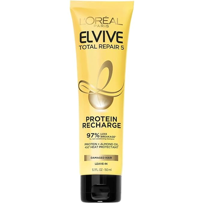 L'Oreal Paris Elvive Total Repair 5 Protein Recharge Leave In Conditioner Treatment and Heat Protectant, 5.1 Ounce