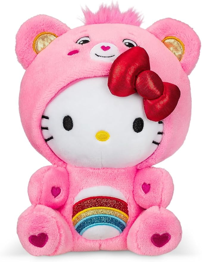 Care Bears Hello Kitty Dressed As Cheer Bear 8" Fun-Size Plush - Soft, Huggable Bestie! – Good for Girls and Boys, Employees, Collectors, Ages 4+