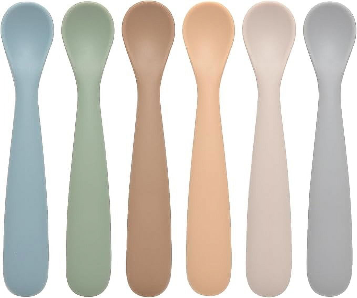 Baby Spoons, 6 Pack First Stage Silicone Baby Feeding Spoons, Soft Tip Feeding Baby Utensils, Baby Led Weaning Supplies Training Spoons, Dishwasher and Boil Safe