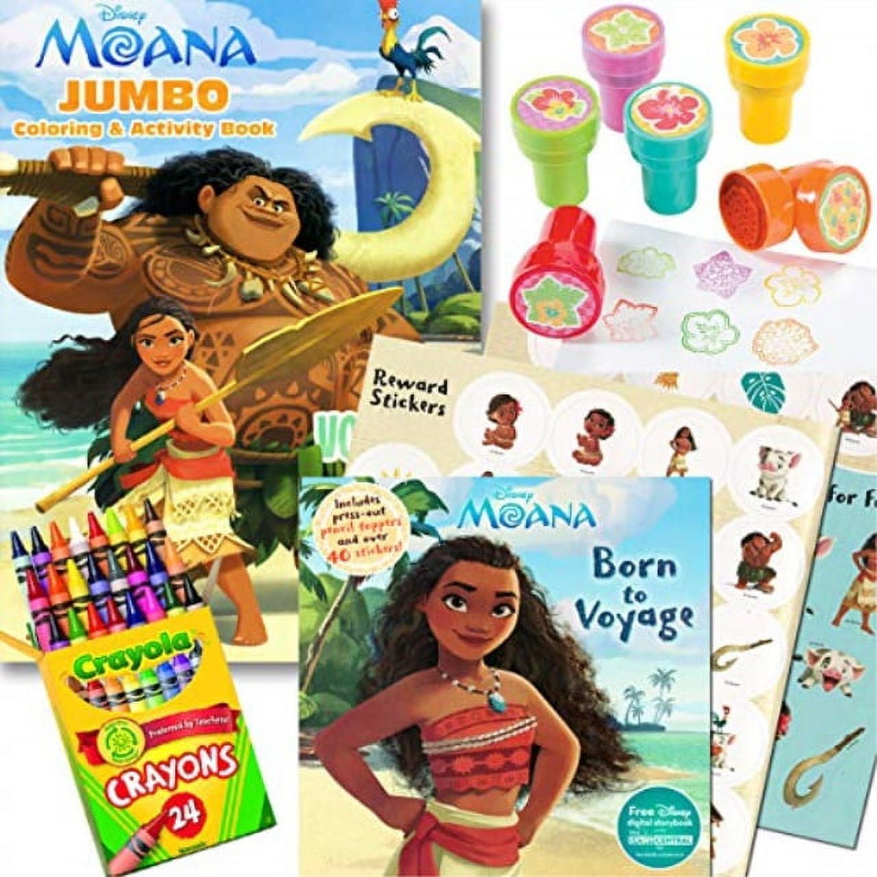 Disney Moana Coloring & Activity Book with Moana Stickerland Stickers, Crayons and Stampers