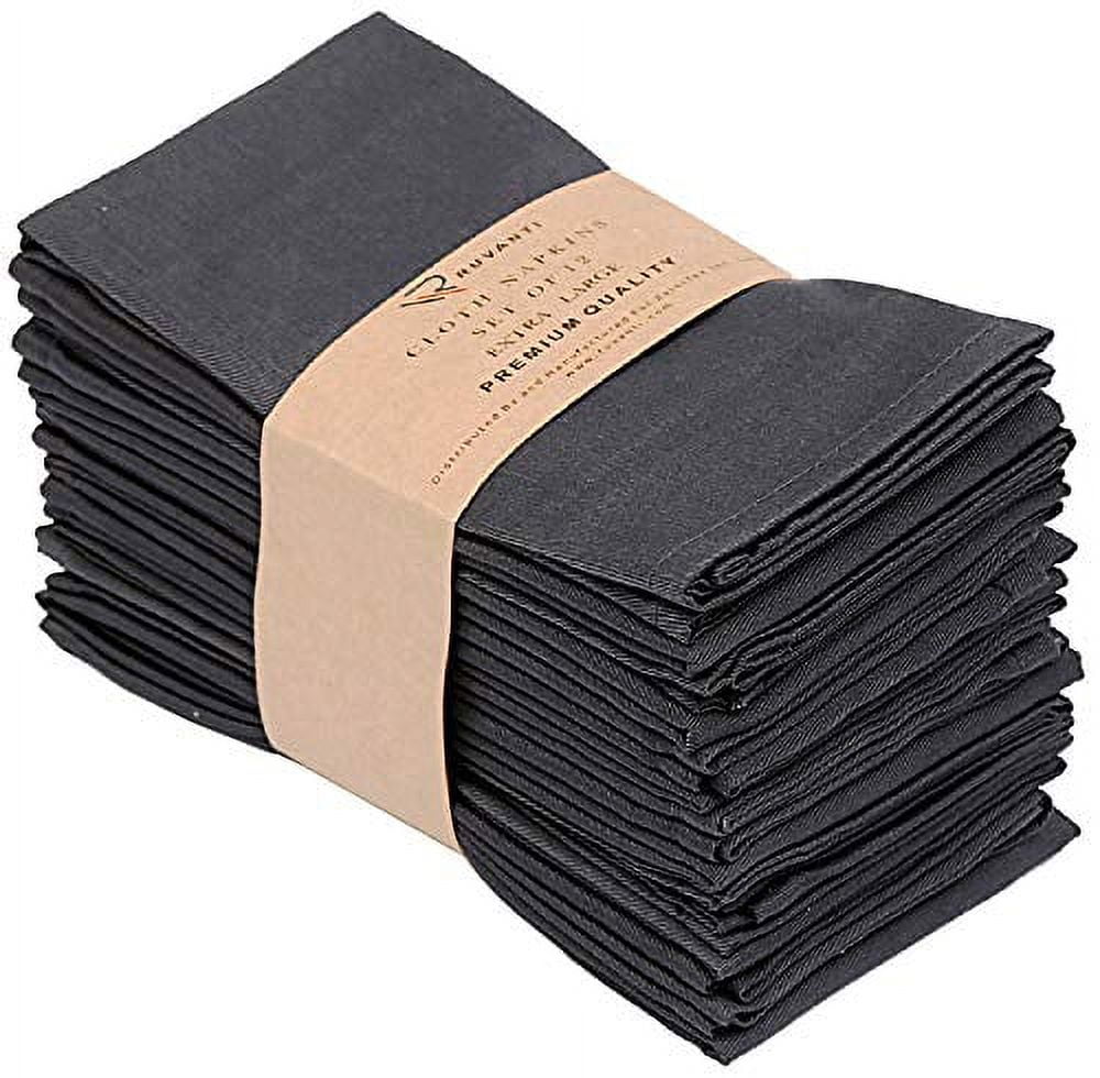 Ruvanti Kitchen Cloth Napkins 12 Pack 18X18 Inch Dinner Napkins Soft & Comfortable Reusable Napkins -Durable Gray Linen Napkins -Perfect Table Napkins / Dark Grey Napkins for Family Dinners, Weddings.