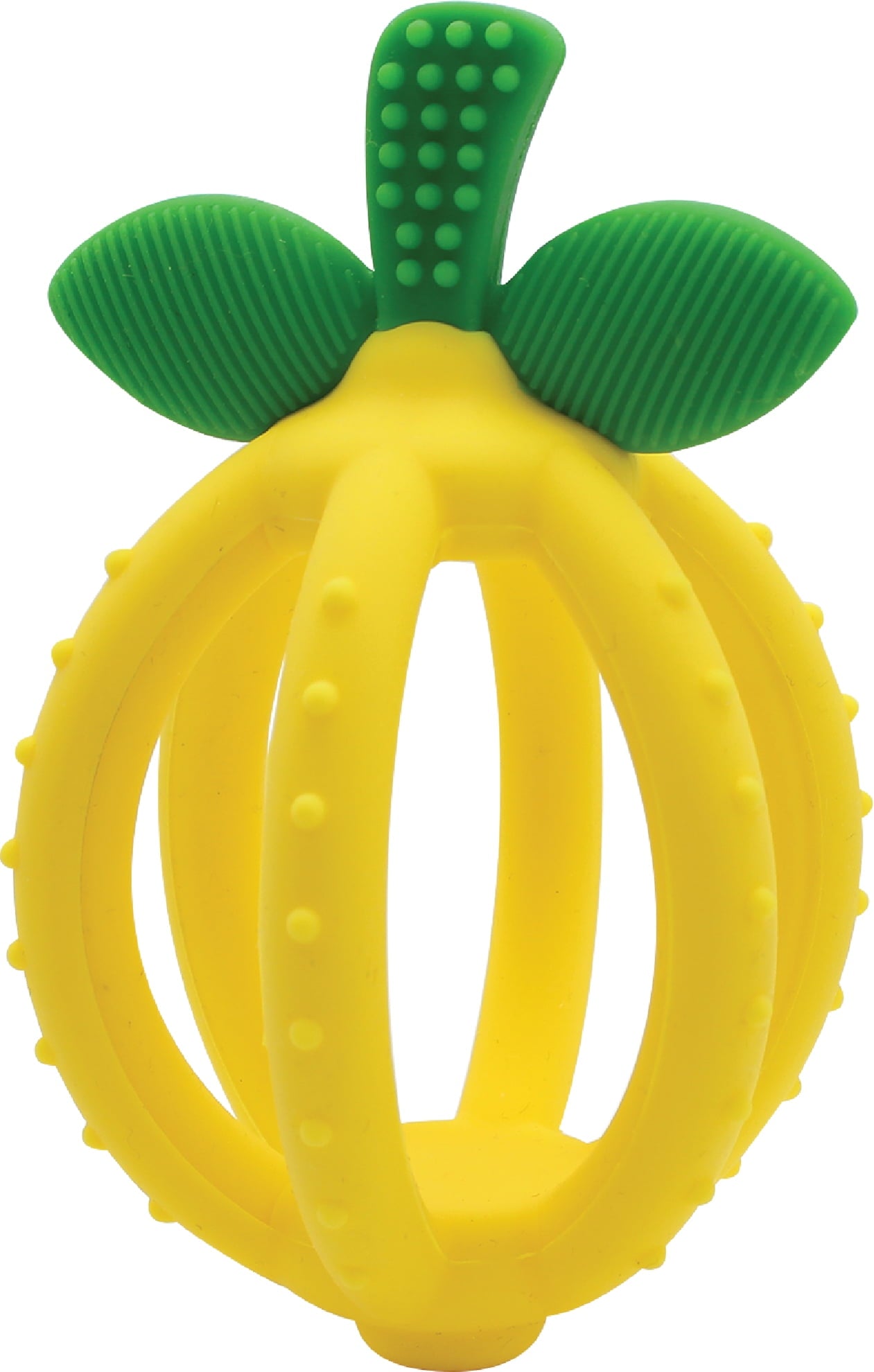 Itzy Ritzy Teething Ball & Training Toothbrush - Silicone, BPA-Free Bitzy Biter Lemon-Shaped Teething Ball Featuring Multiple Textures to Soothe Gums and an Easy-to-Hold Design, Lemon