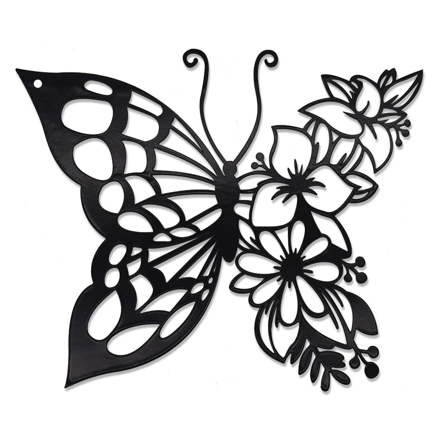 EZ4ENCE Butterfly Decoration Wall Art, Metal Hanging, Wall Home Decor, Boho, Nature Themed, Bohemian Style, for Bedroom Living Room Home Wall, Black, Large C7