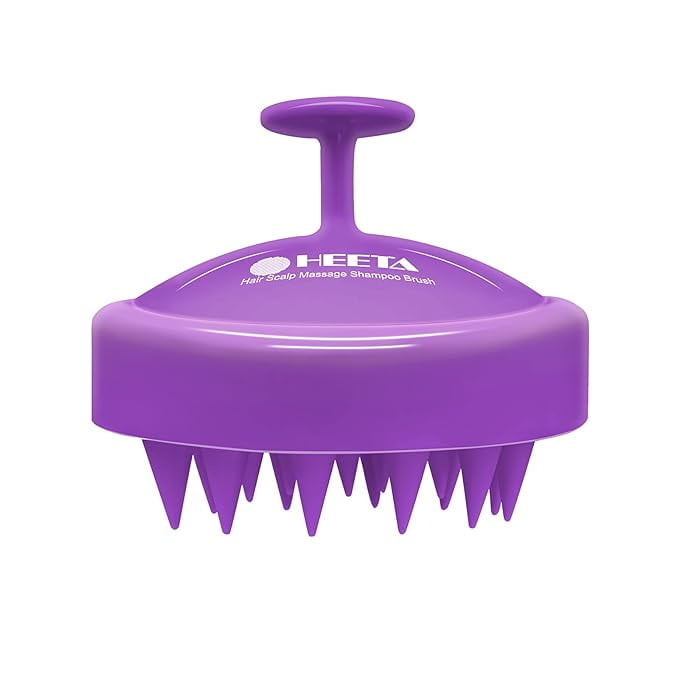 HEETA Hair Scalp Massager, Scalp Scrubber with Soft Silicone Bristles for Hair Growth & Dandruff Removal, Hair Shampoo Brush for Scalp Exfoliator, Purple