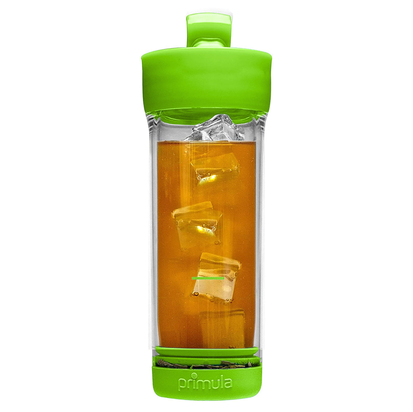 Primula Press & Go Double Wall Plastic Travel Iced Tea Tumbler with Strainer, 16 Ounce, Green