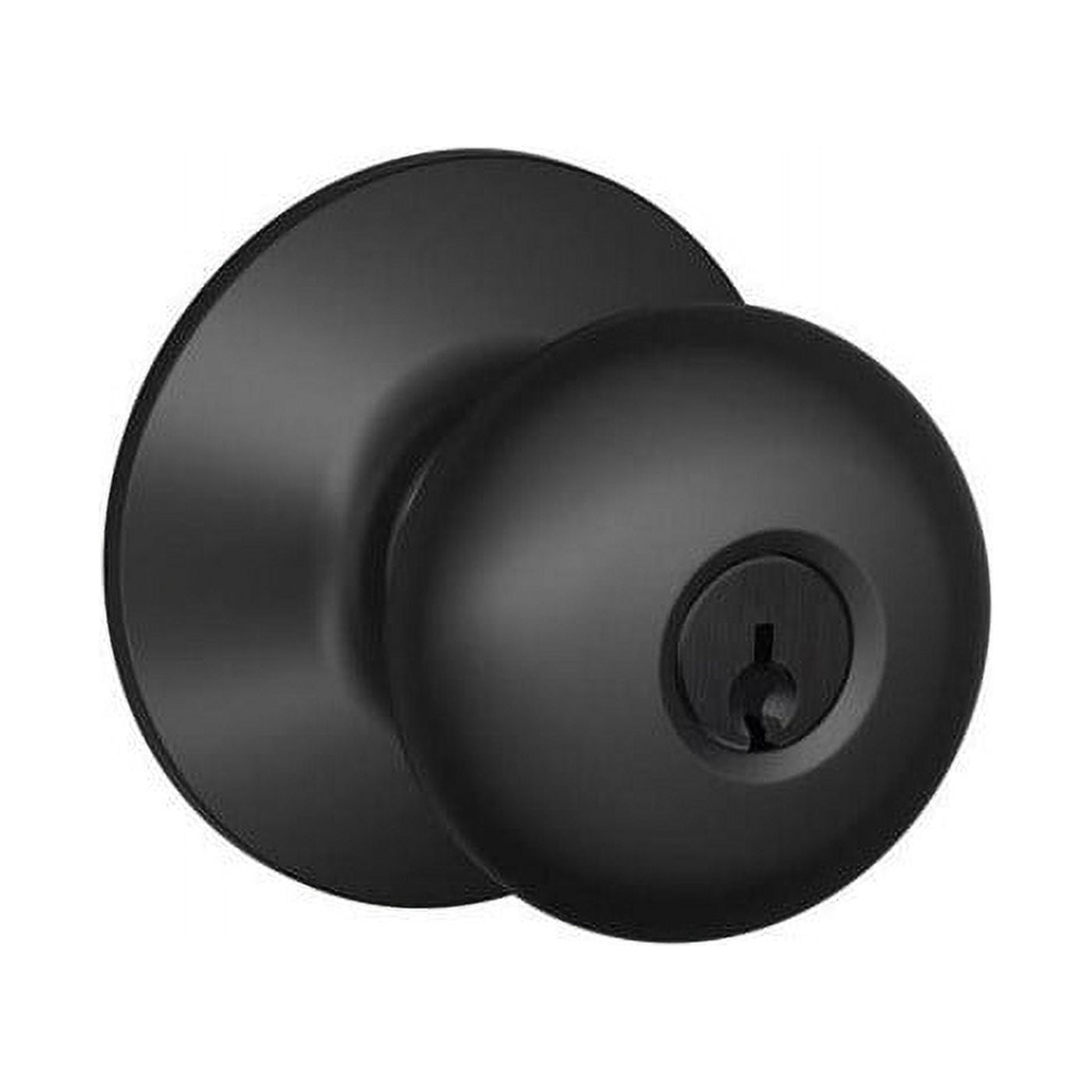 Schlage F51A PLY 622 Plymouth Door Knob, Keyed Entry Lock, Matte Black Standard Matte Black