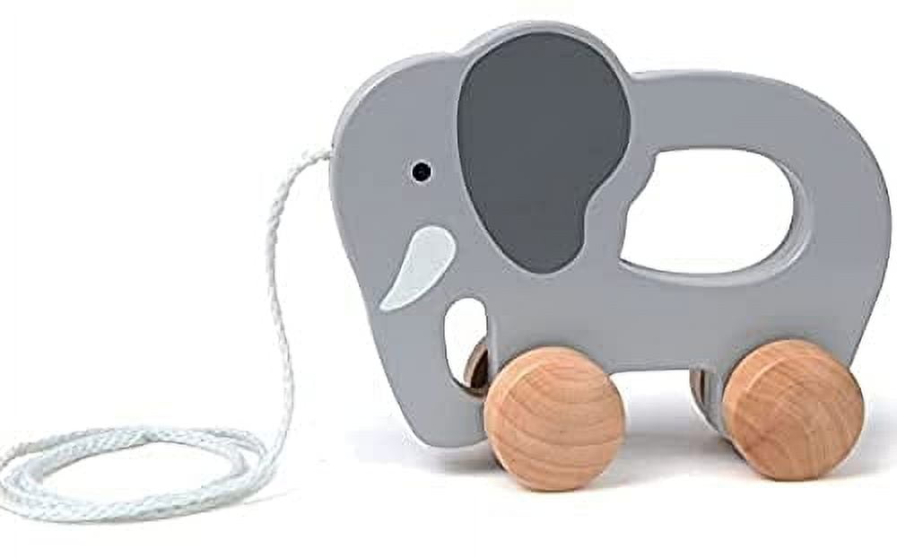 (Elephant) - Hape Elephant Wooden Push and Pull Toddler Toy,Grey