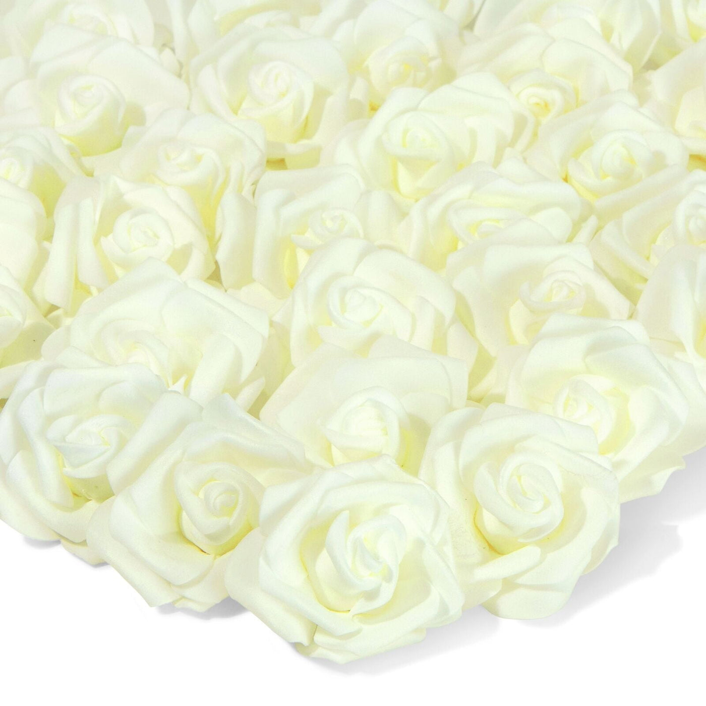 100 Pack Ivory Artificial Flowers, Bulk Stemless Fake Foam Roses, 3 In