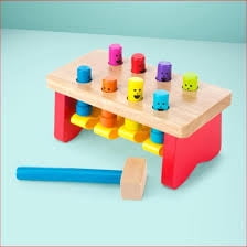 Melissa & Doug Deluxe Pounding Bench Wooden Toy With Mallet - STEAM Toddler Toy