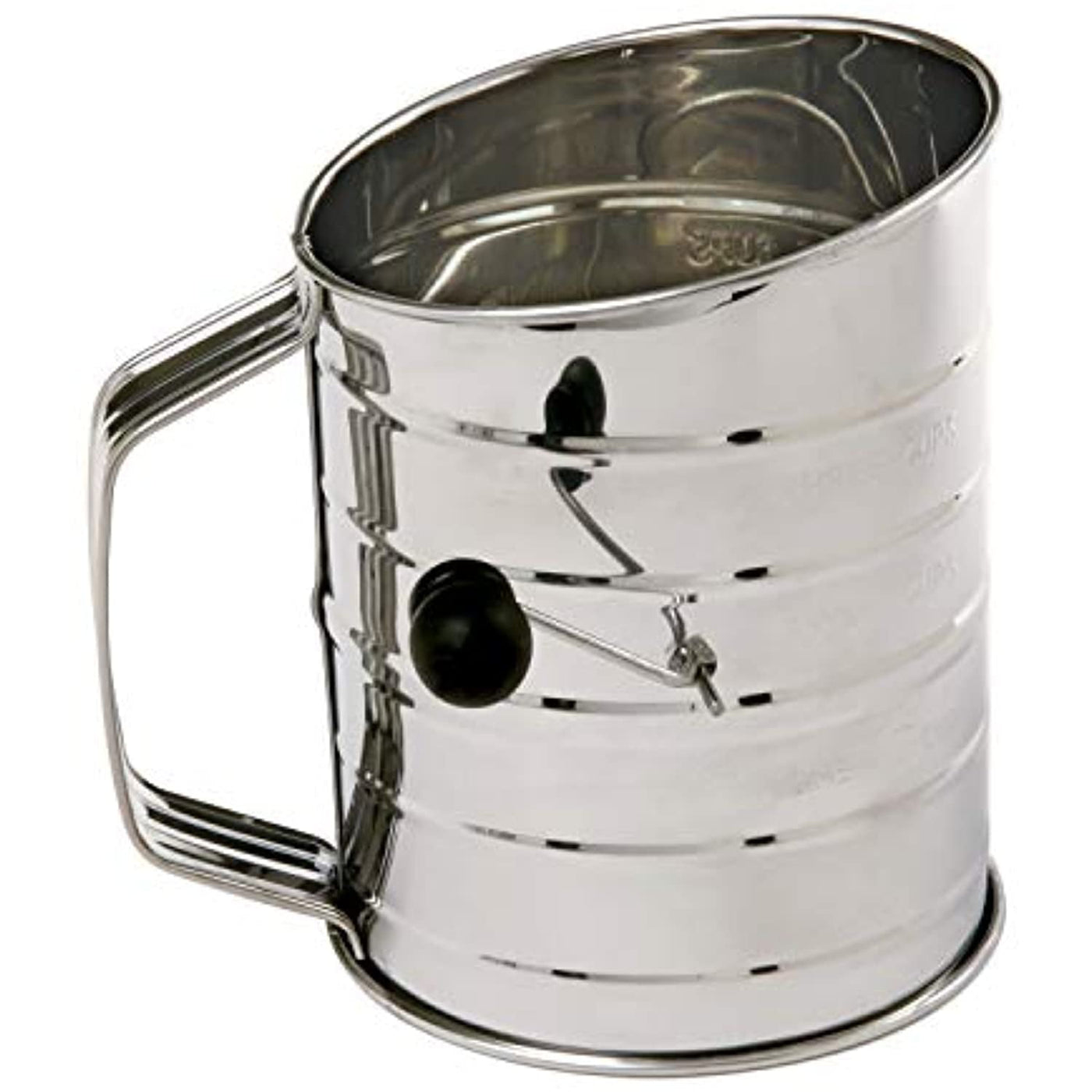 Norpro 3-Cup Stainless Steel Rotary Hand Crank Flour Sifter With 2 Wire Agitator