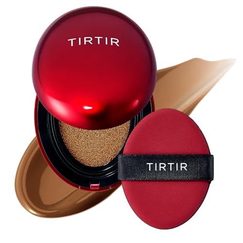 [*Mini Size*] TIRTIR Mask Fit Red Cushion Foundation | Full coverage, Weighless, Skin fit, Satin Glow Finish, Korean cushion foundation (#21N Ivory, 0.15 Fl Oz)