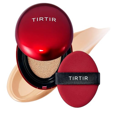 [*Mini Size*] TIRTIR Mask Fit Red Cushion Foundation | Full coverage, Weighless, Skin fit, Satin Glow Finish, Korean cushion foundation (#21N Ivory, 0.15 Fl Oz)