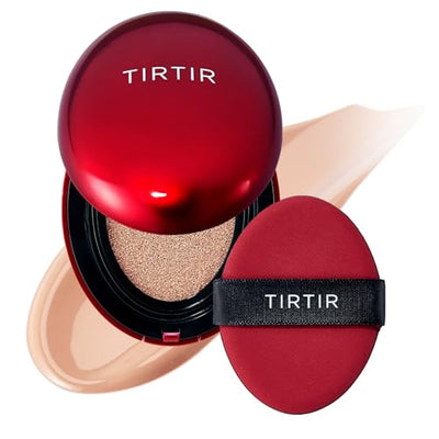 [*Mini Size*] TIRTIR Mask Fit Red Cushion Foundation | Full coverage, Weighless, Skin fit, Satin Glow Finish, Korean cushion foundation (#21N Ivory, 0.15 Fl Oz)