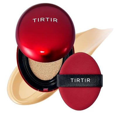 [*Mini Size*] TIRTIR Mask Fit Red Cushion Foundation | Full coverage, Weighless, Skin fit, Satin Glow Finish, Korean cushion foundation (#21N Ivory, 0.15 Fl Oz)