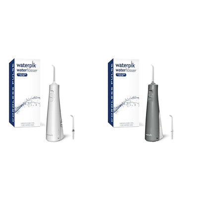 Waterpik Cordless Pulse Rechargeable Portable Water Flosser for Teeth, Gums, Braces Care and Travel with 2 Flossing Tips, Waterproof, ADA Accepted, WF-20 Gray, Packaging May Vary