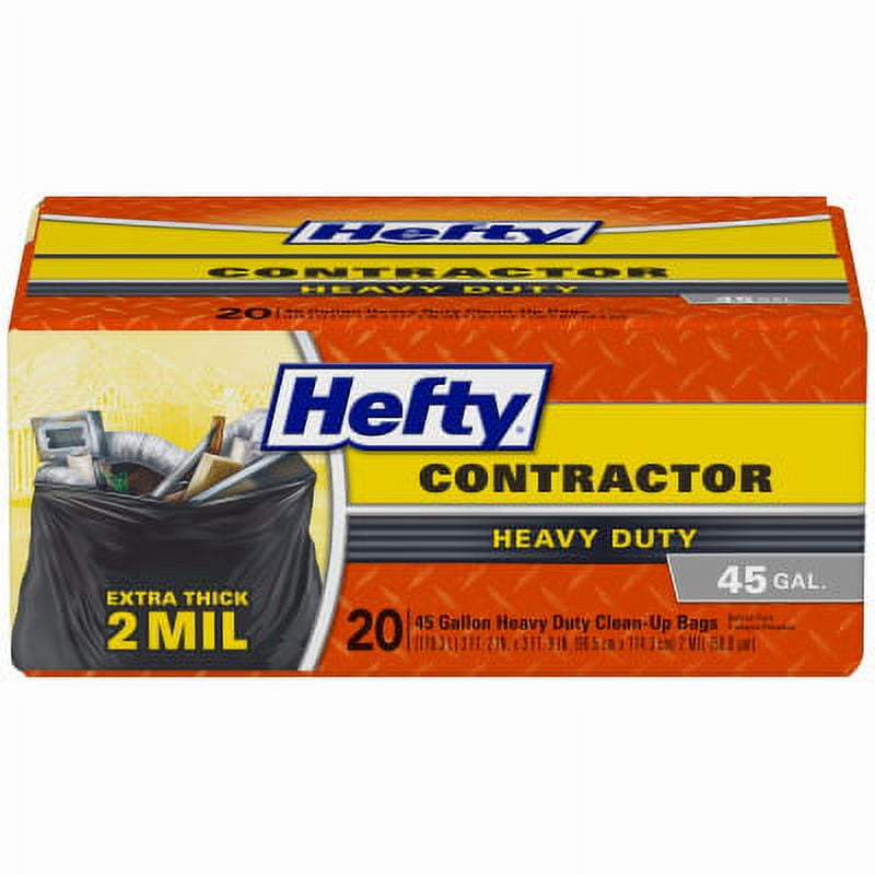 Hefty 22 Count 45 Gallon Gray Heavy Duty Extra Large Clean Up Contract, Each