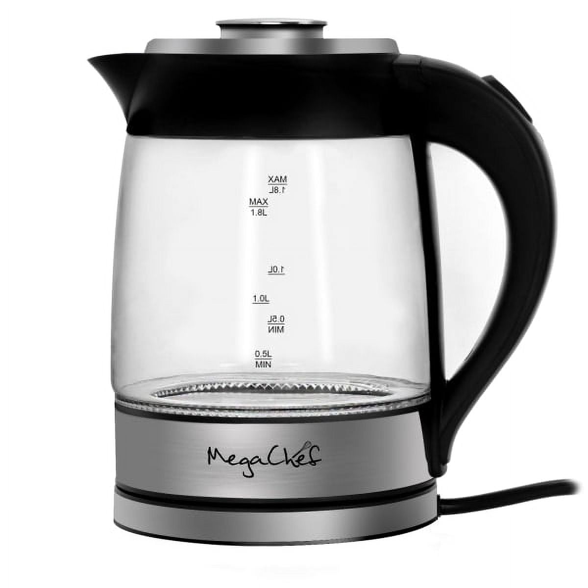 MegaChef 1.8-Liter Electric Tea Kettle, Clear