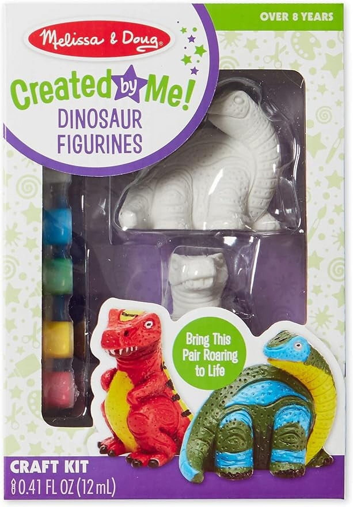 Melissa & Doug Created by Me! Dinosaur Figurines Craft Kit (2 Resin Dinosaurs, 6 Paints, Paintbrush)