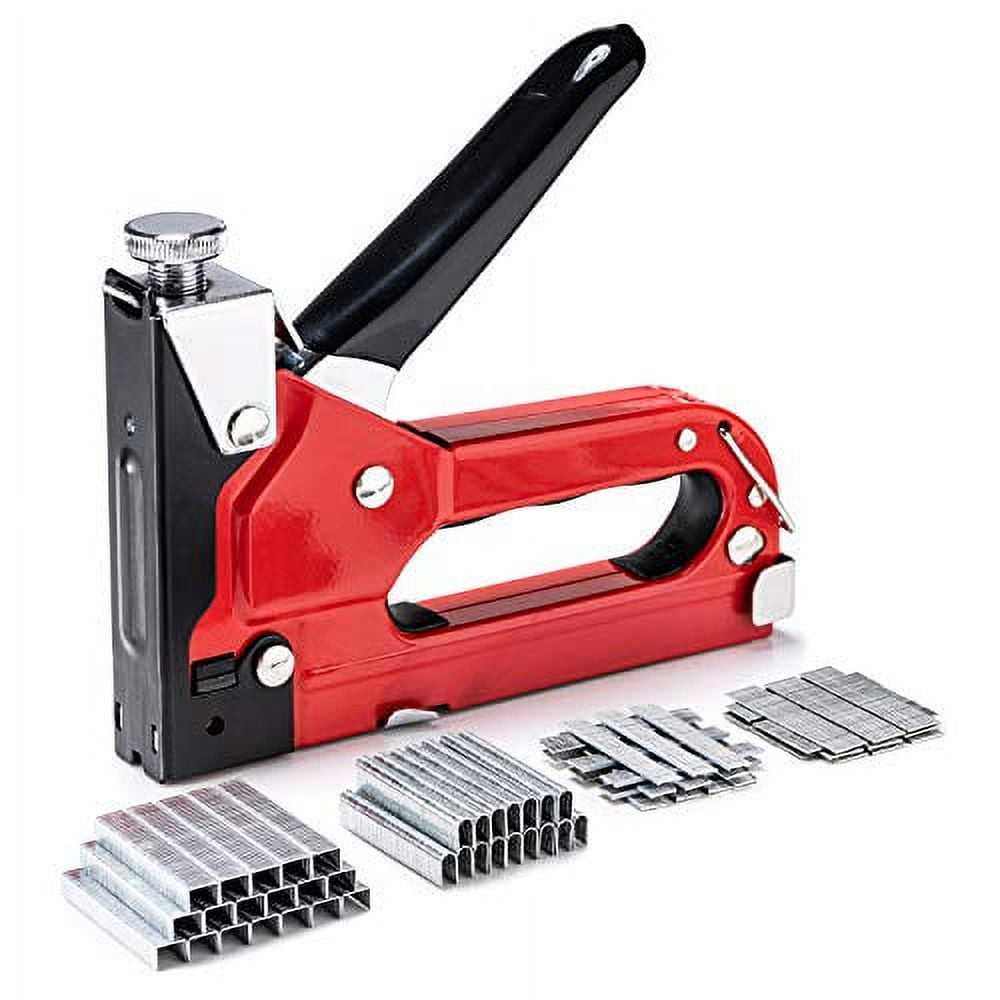 Upholstery Staple Gun Heavy Duty, PHITRIC 4 in 1 Stapler Gun with 6000 Staples, Manual Brad Nailer Power Adjustment Furniture Stapler Gun for Wood, Carpentry, Decoration DIY Staple Gun