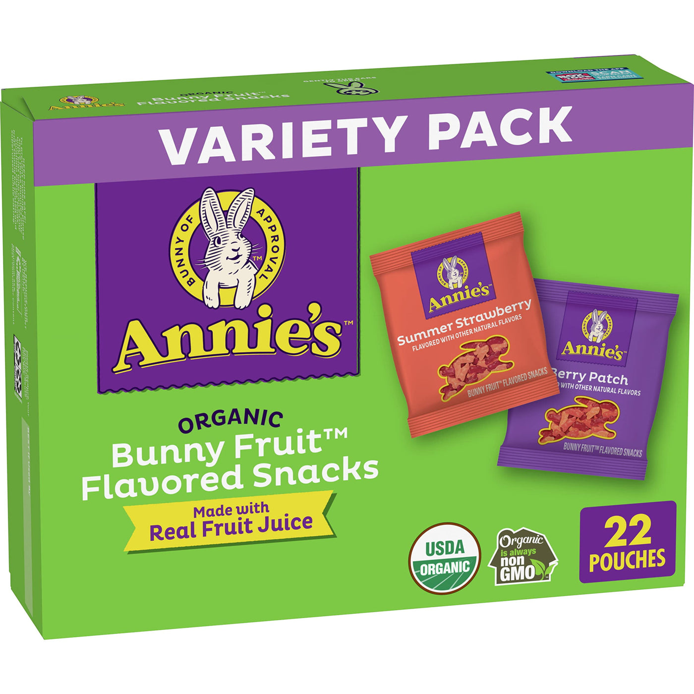 Annie's Organic Bunny Fruit Snacks - Irresistible Variety Pack, Gluten-Free Delights - 22 Ct, 15.4 Oz