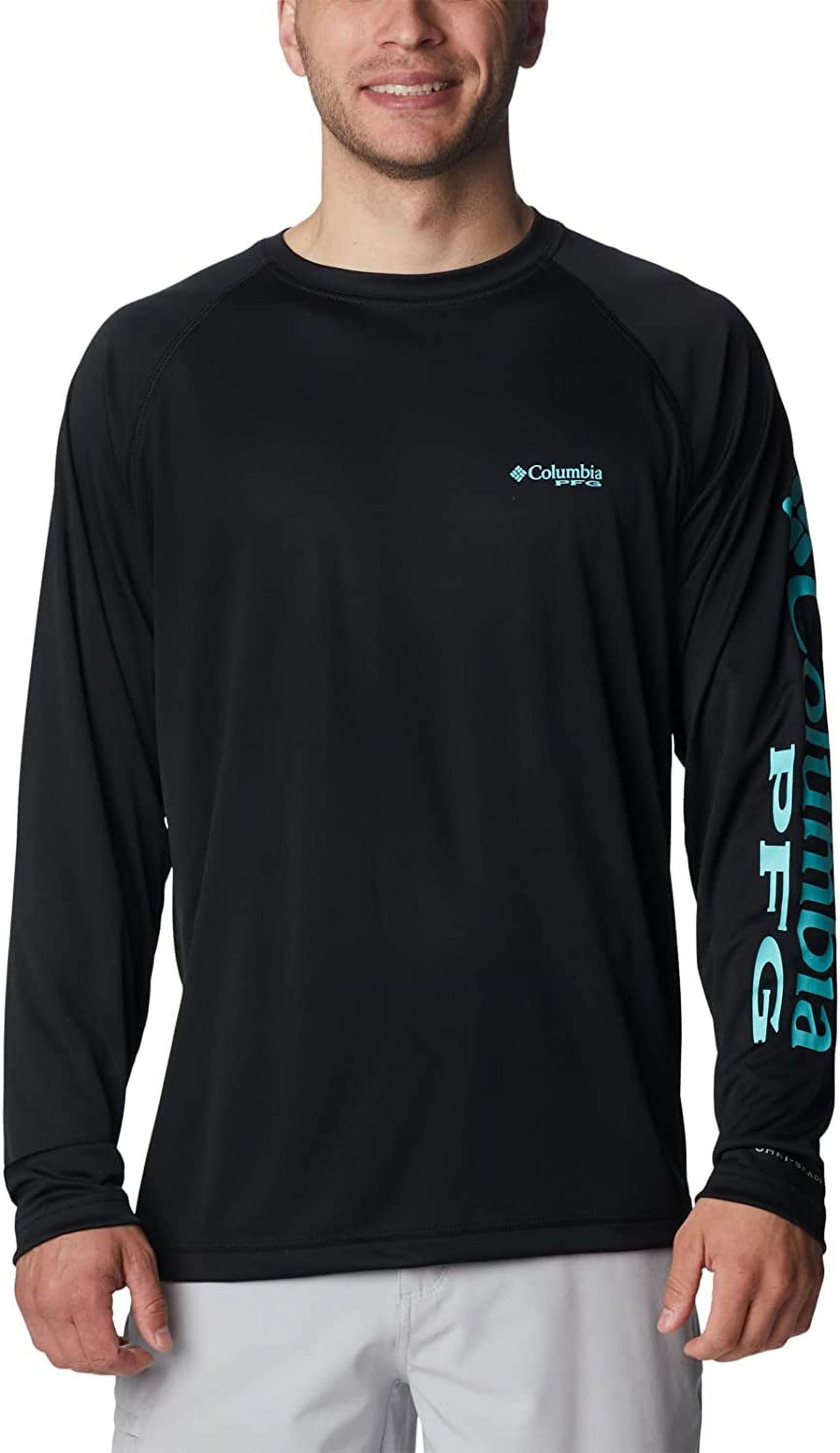 Columbia Men's Terminal Tackle Long Sleeve Shirt, Black/Gulf Stream Logo, 5X Big