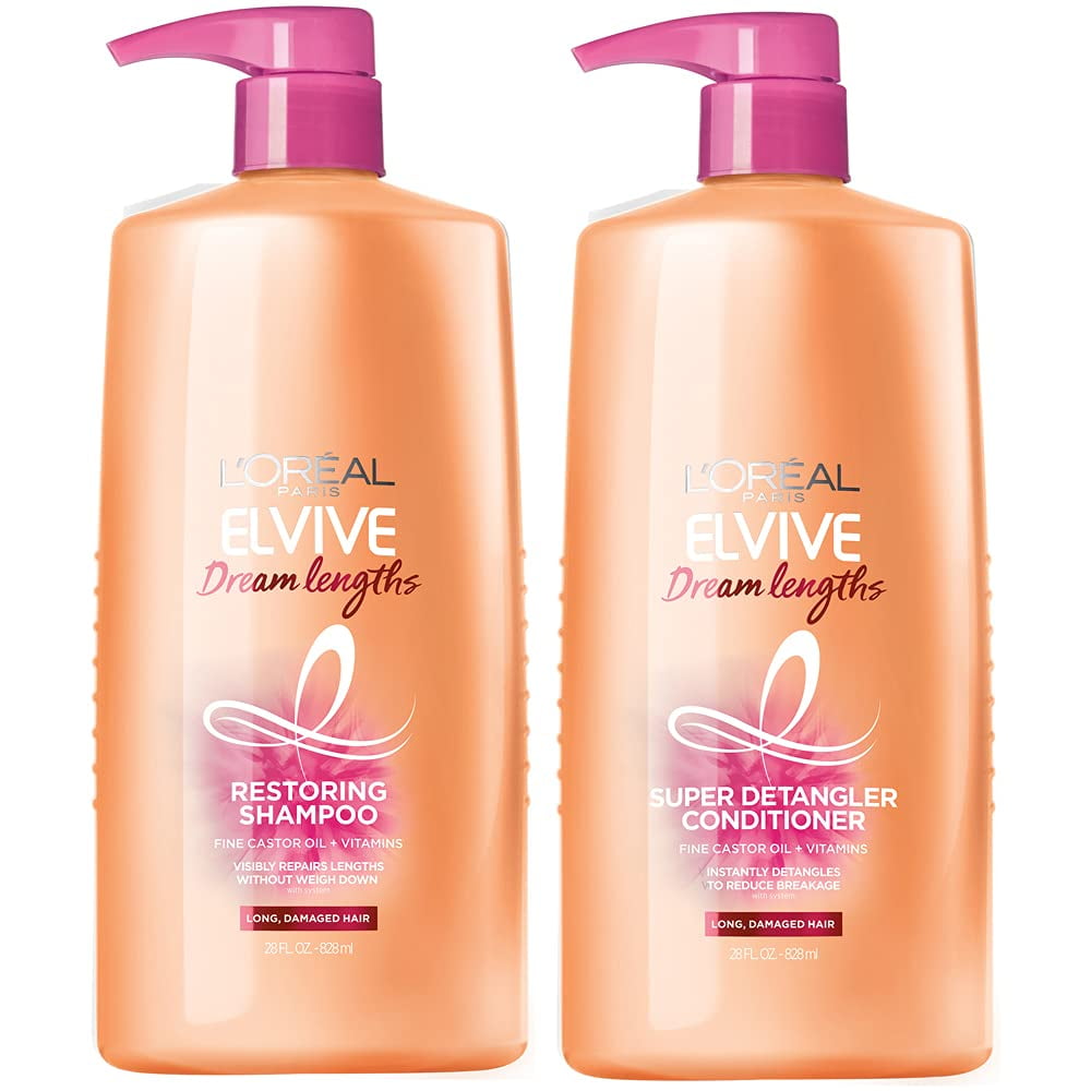 L,Oreal Paris Elvive Dream Lengths Shampoo And Conditioner Kit, Paraben Free, 1 Kit