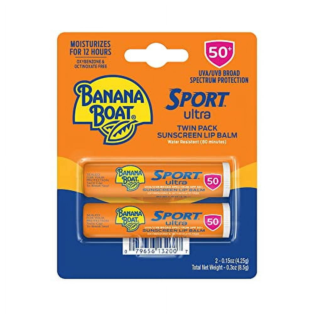 Banana Boat Sport Ultra Lip Balm Sunscreen, Broad Spectrum SPF 50, .15oz. - Twin Pack