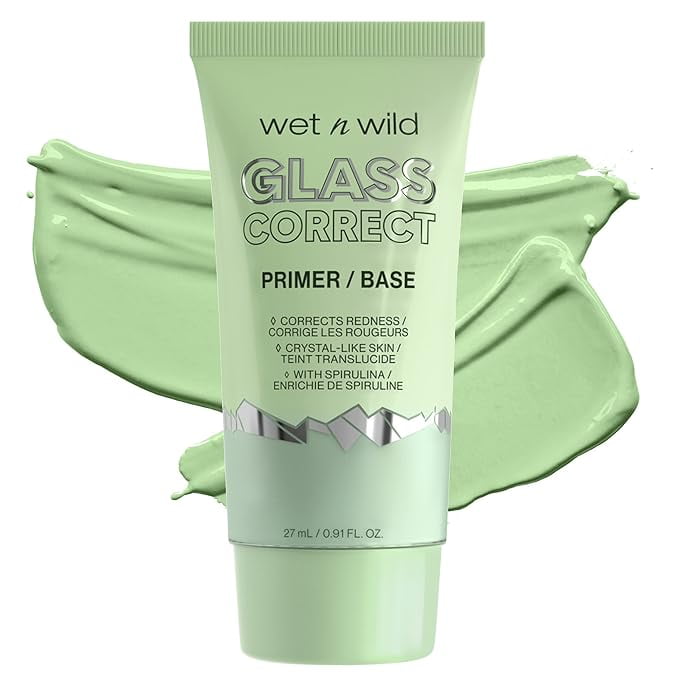 Wet n Wild Prime Focus Glass Skin Correct Primer Bright Crystal Finish, Green, 0.91 Fl Oz