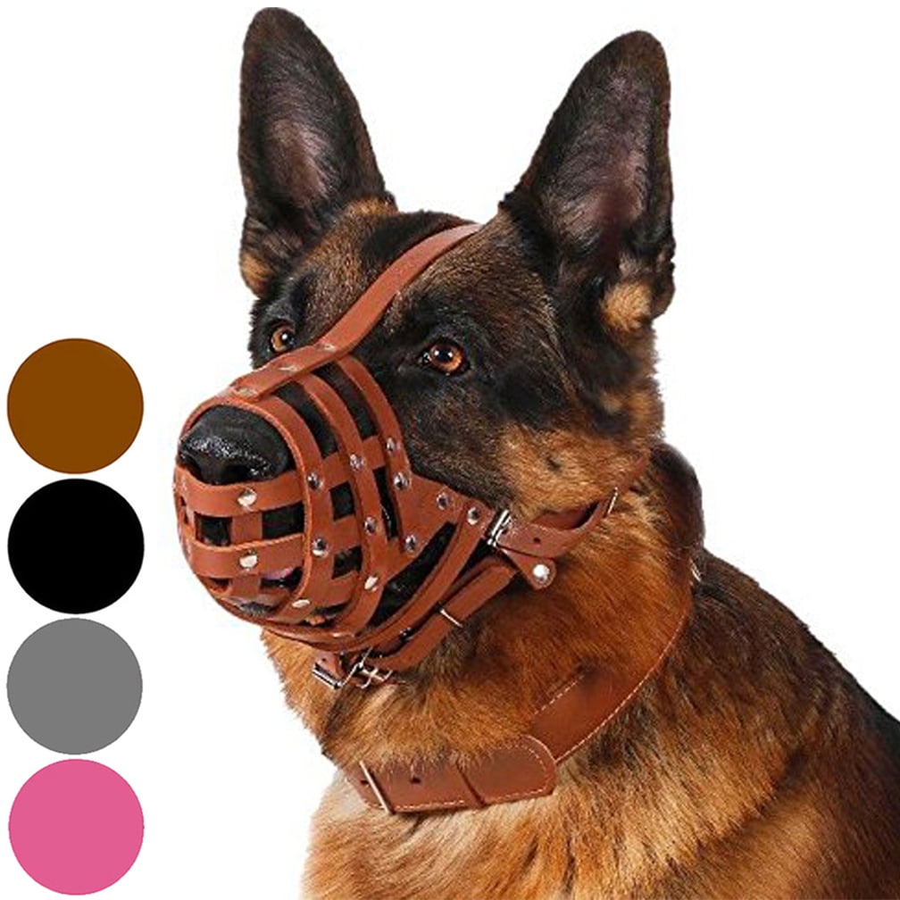 Dog Muzzle German Shepherd Dalmatian Doberman Setter Leather Basket Medium Large Breeds, Brown