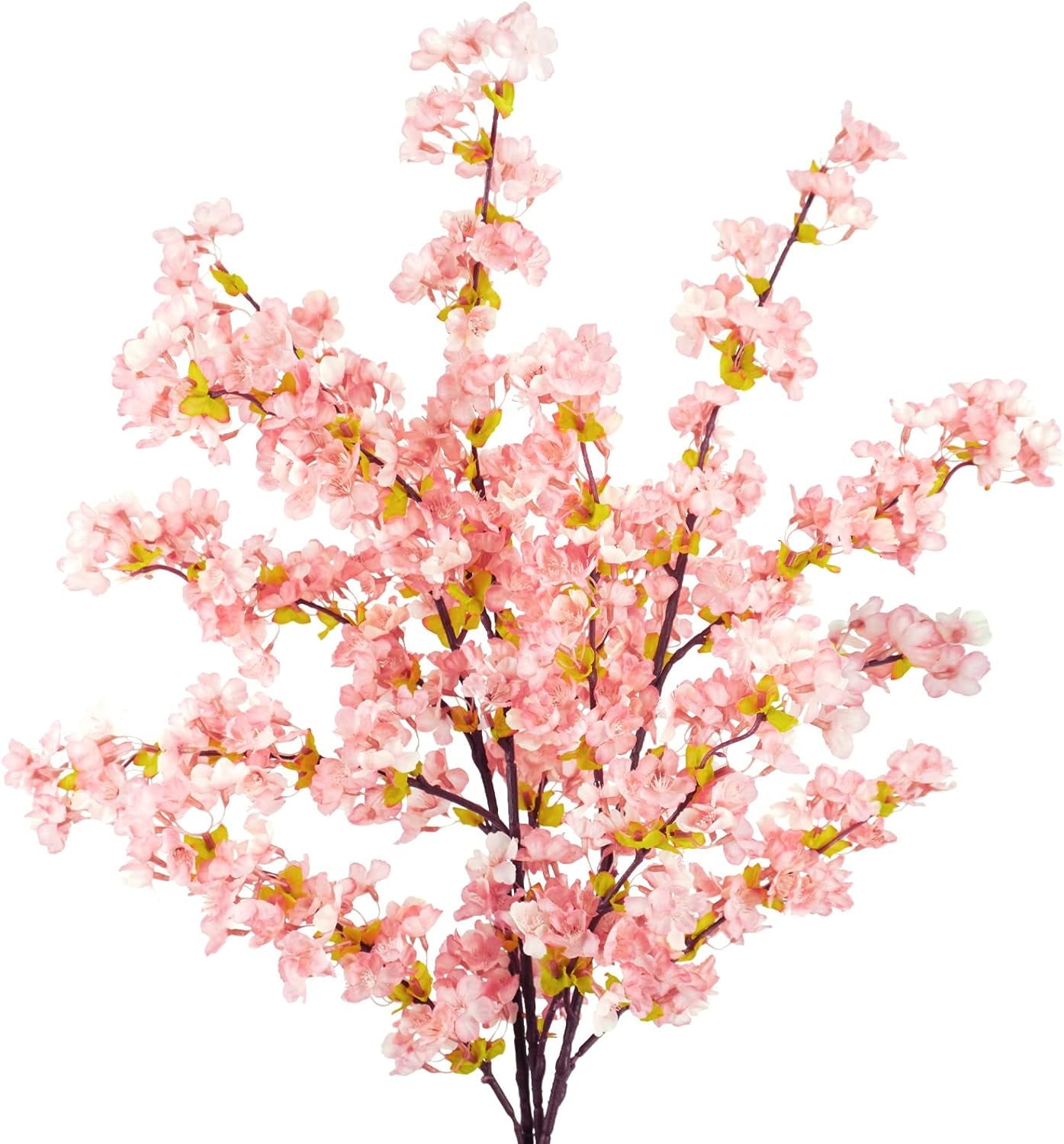 4Pcs Artificial Cherry Blossom Flower, Silk Peach Flowers Fake Plants Arrangement for DIY Garden Home Wedding Party Decor Pink