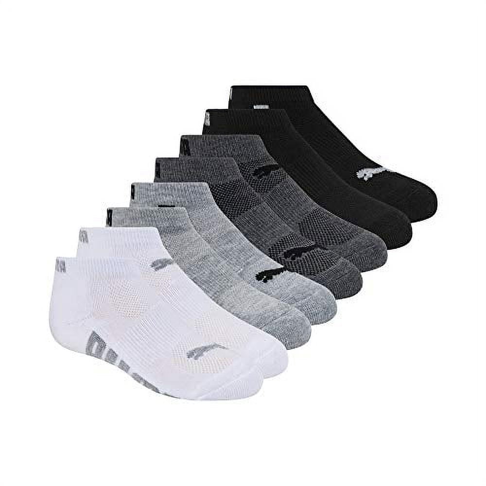 PUMA boys 8 Pack Low Cut Socks, White/Multi, 5-6.5 US