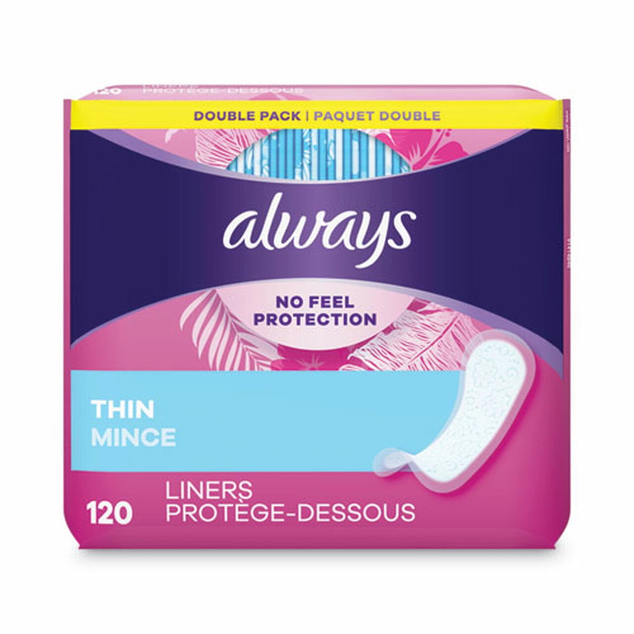 Always-1PK Thin Daily Panty Liners, Regular, 120/pack, 6 Packs/carton