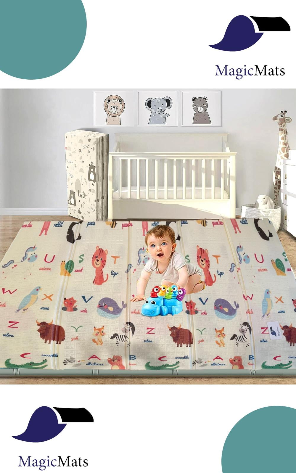 Magic Mats  Premium Baby Play Mat - Safe, Soft, and Stimulating , Perfect Playtime Fun, Soft and Safe Infant Playmat for Tummy Time and Developmental Fun.