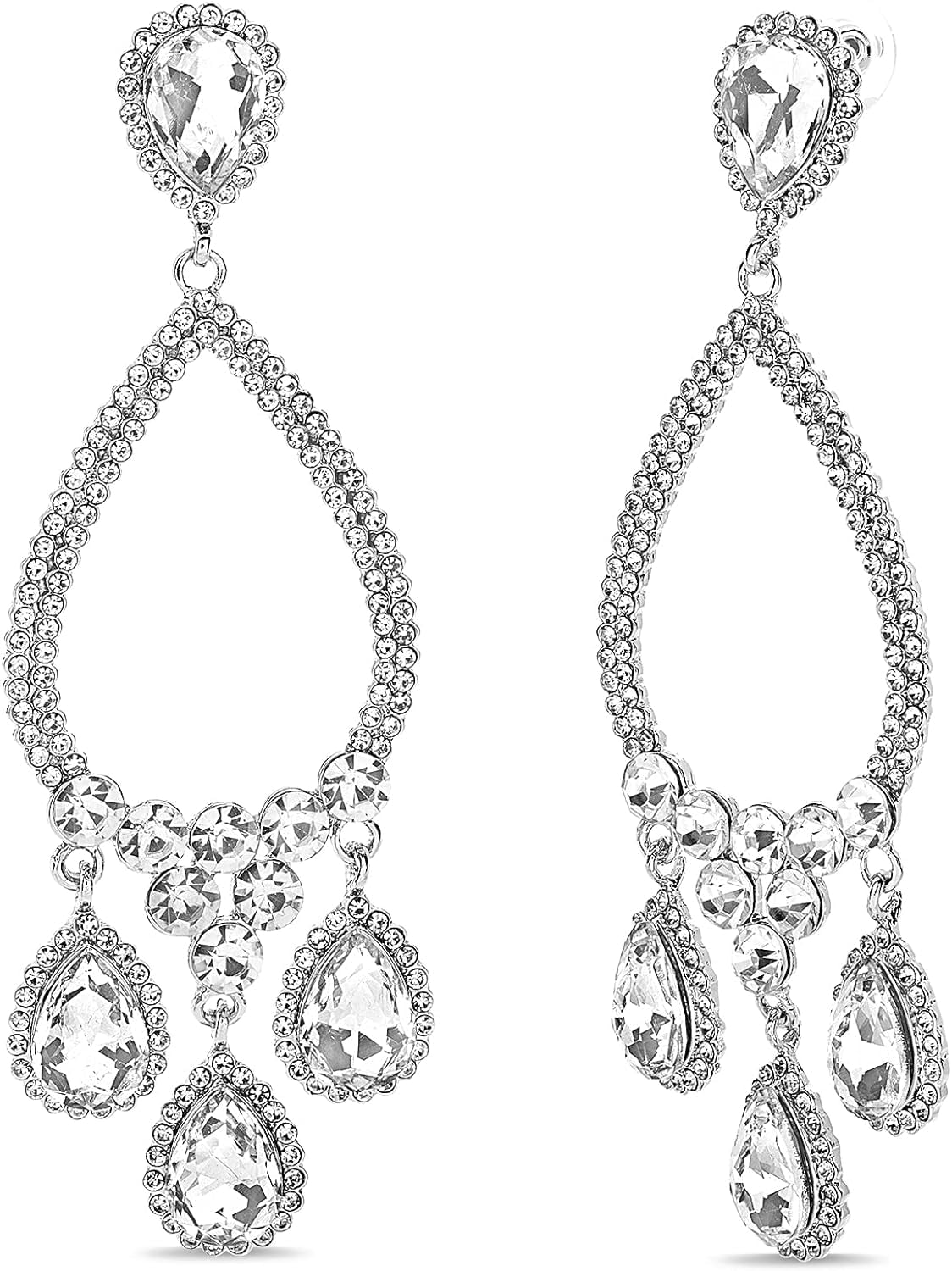 Sparkling Rhinestone Teardrop Chandelier Earrings for Women - Elegant Jewelry for Glamorous Occasions