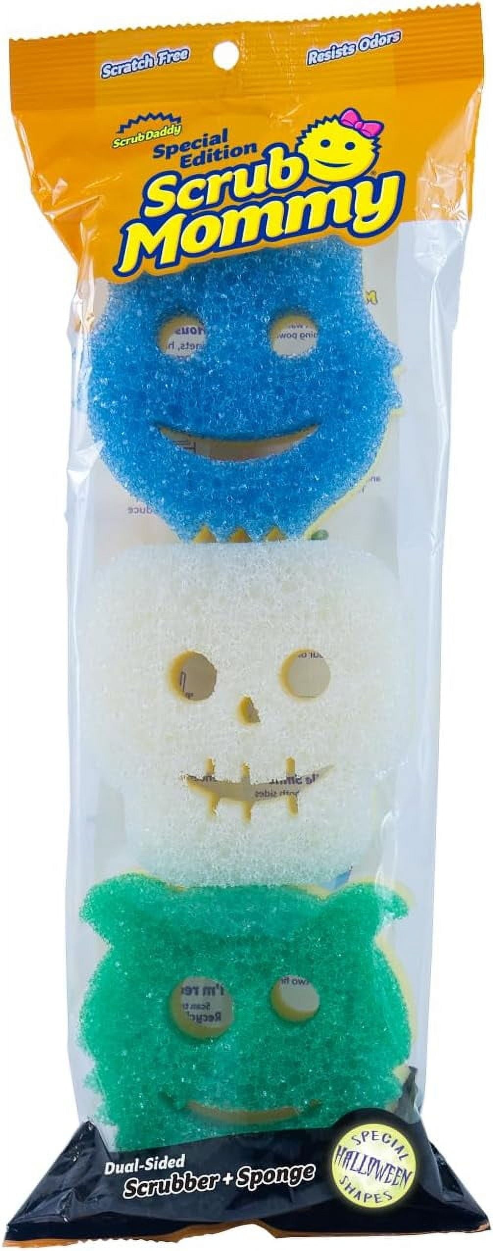 Scrub Daddy Scrub Mommy Special Edition Halloween - Scratch-Free Multipurpose Dish Sponge - BPA Free & Made with Polymer Foam - Stain & Odor Resistant Kitchen Sponge (3ct)