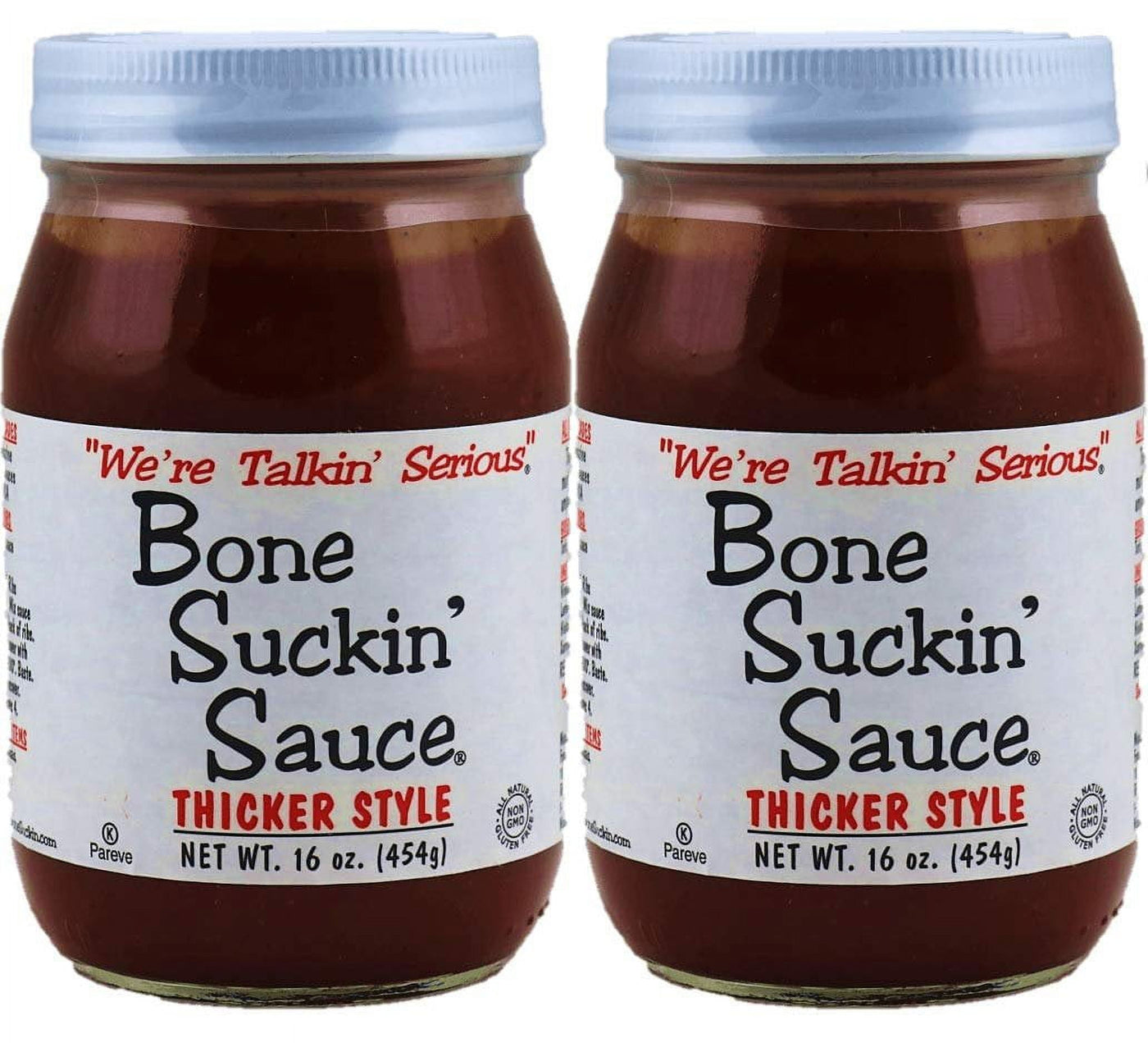 Bone Suckin' Sauce Thicker Style,"We're Talkin' Serious", 16oz Glass Jar (Pack of 2, Total of 32 Oz)