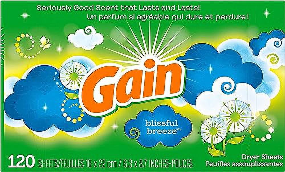 Gain Fabric Softener Dryer Sheets, Blissful Breeze, 120 Count