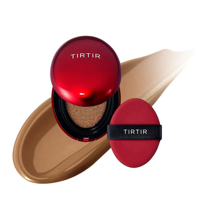 [*Mini Size*] TIRTIR Mask Fit Red Cushion Foundation | Full coverage, Weighless, Skin fit, Satin Glow Finish, Korean cushion foundation (#21N Ivory, 0.15 Fl Oz)