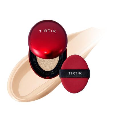 [*Mini Size*] TIRTIR Mask Fit Red Cushion Foundation | Full coverage, Weighless, Skin fit, Satin Glow Finish, Korean cushion foundation (#21N Ivory, 0.15 Fl Oz)