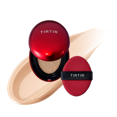 [*Mini Size*] TIRTIR Mask Fit Red Cushion Foundation | Full coverage, Weighless, Skin fit, Satin Glow Finish, Korean cushion foundation (#21N Ivory, 0.15 Fl Oz)