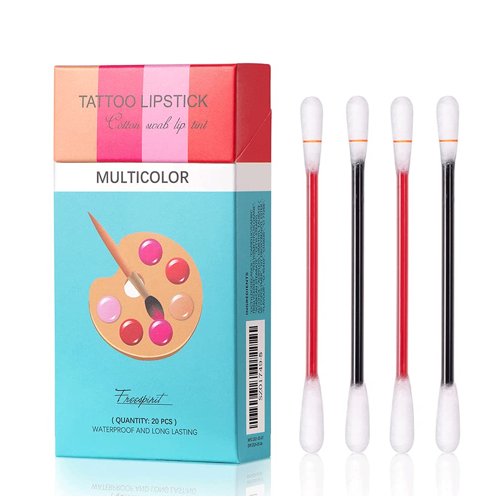 20Pcs Waterproof Non-Stick Lip Tint Cotton Swab, Long Lasting Matte Lip Gloss Applicator